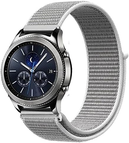 Samsung Gear S3 Frontier/ Classic Watch Velcro Band, Ksom 22mm Nylon Sport Loop Band with Hook &amp; Loop Fastener Adjustable Closure Wrist for Samsung S3, Moto 360 2nd Gen 46mm Smart Watch (Seashell)