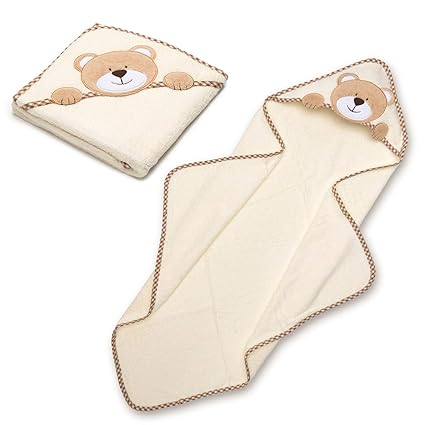 all Kids united Baby Kapuzenhandtuch Kapuzentuch aus 100% Frottee Baumwolle - Baby-Badetuch mit Kapuze - Öko-Tex 100; Bär