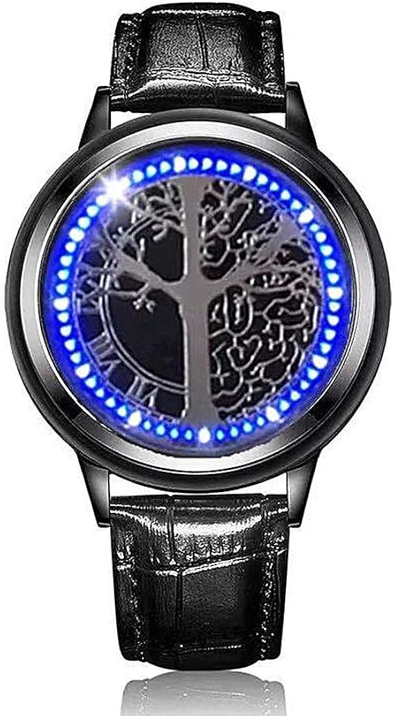 Amazon Minilujia Ledタッチスクリーンウォッチ ユニークなウィッシュツリーブレーン ブルーの星空 シンプルなブラックの文字盤 腕時計 柔らかいレザーベルト ブラックバンド Men S Standard ブラック レディース腕時計 腕時計 通販