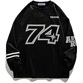 Aelfric Eden Oversized Crewneck Sweatshirts for Men Vintage Graphic Pullover Loose Fit Streetwear Long Sleeve Top