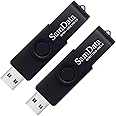 SamData 32GB USB Flash Drives 2 Pack 32GB Thumb Drives Memory Stick Jump Drive with LED Light for Storage and Backup (2 Pack Black)