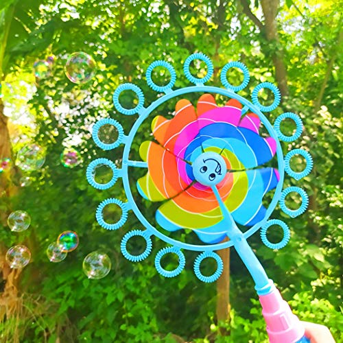 B bangcool Pinwheel Bubble Wand Set, Wind Spinner Bubble Blowing Toy Windmill Bubbles Maker for All Age Kids & Adults