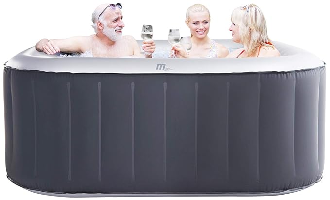 Miweba MSpa aufblasbarer Whirlpool Outdoor - 6 Personen – 132 Düsen - 185x185 cm – Tüv GS geprüft - Alpine D-AL06 – 930 Liter