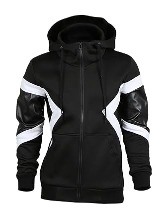 zip up panel drawstring hoodie