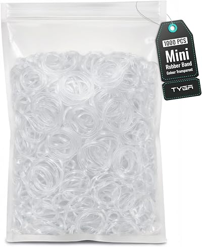 TYGA STORE Pack of 1000 Mini Rubber Bands Clear Hair Elastics