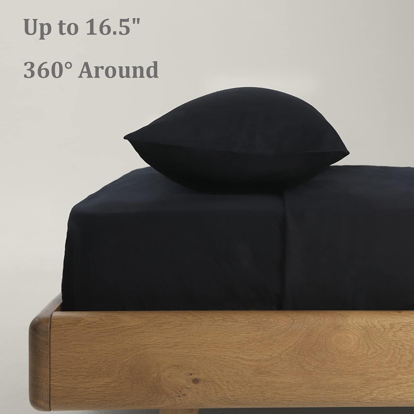 TOSMO Pure Linen Sheets Set, 100% French Natural Linen Flax Bedding 4pc Set(Queen, 1 Flat Sheet, 1 Fitted Sheet,2 Pillowcases)- Black: Kitchen & Dining