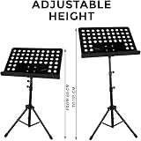 Crystals Height Adjustable Foldable Music Book Stand Tripod with Mic Holder view 2