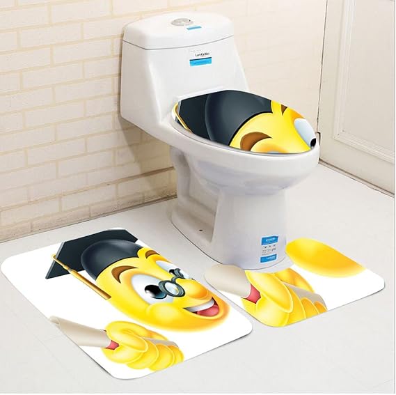 Keshia Dwete ThreePiece Toilet seat pad customGraduation Emoji