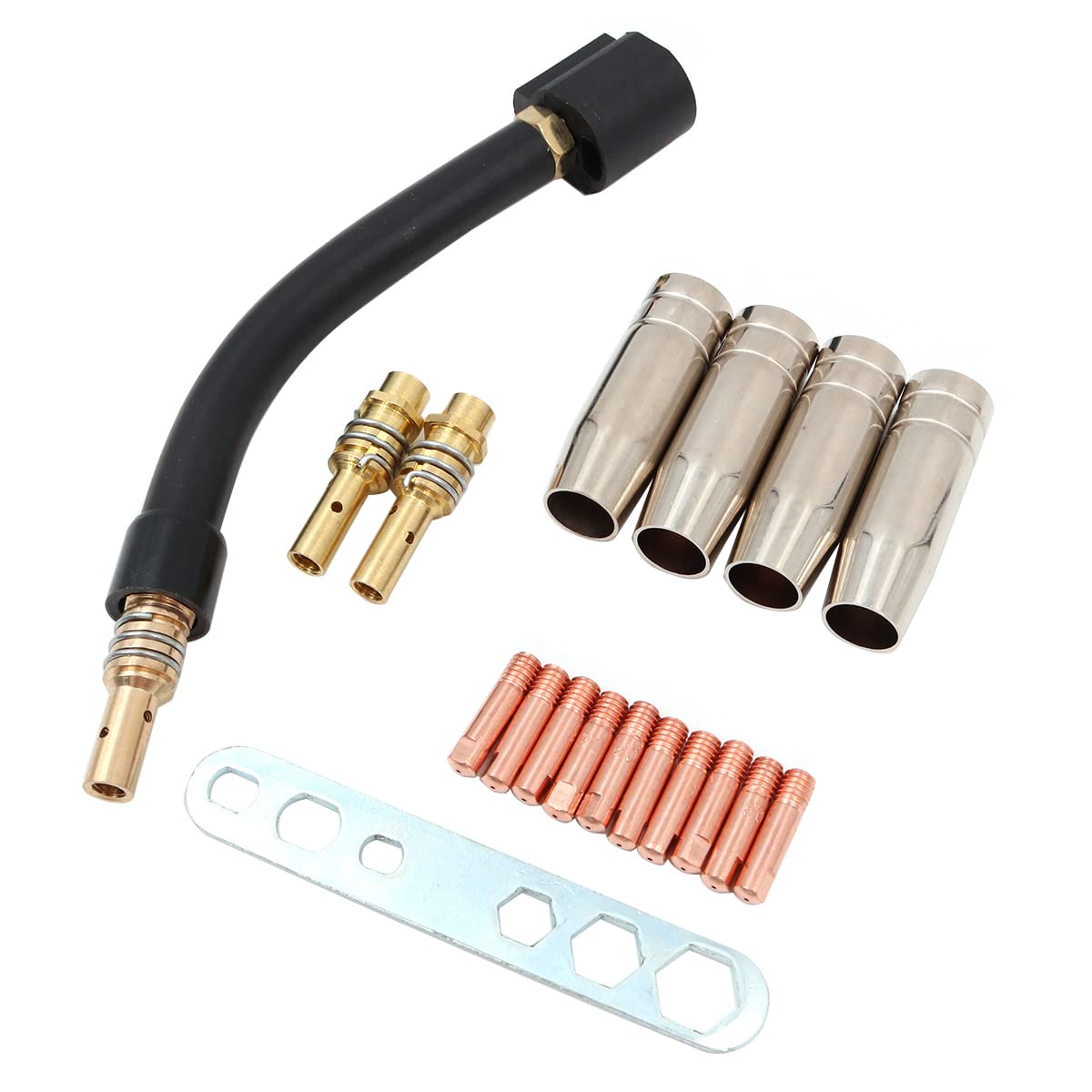 Shiwaki 18 pieces MIG welding nozzles,Connect the mouthpiece kit MIG MAG Welding Torch Wear Parts Set Suitable for 15AK MB15