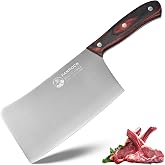 PANROCK Butcher Knife 7 Inch, Heavy Duty Bone Chopper Meat Cleaver, High Carbon Stainless Steel Chinese Knife with Full Tang Wooden Handle for Home Kitchen