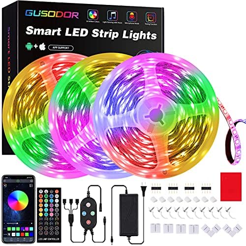 GUSODOR 50 Feet Led Strip Lights, Smart Led Lights for Bedroom Music