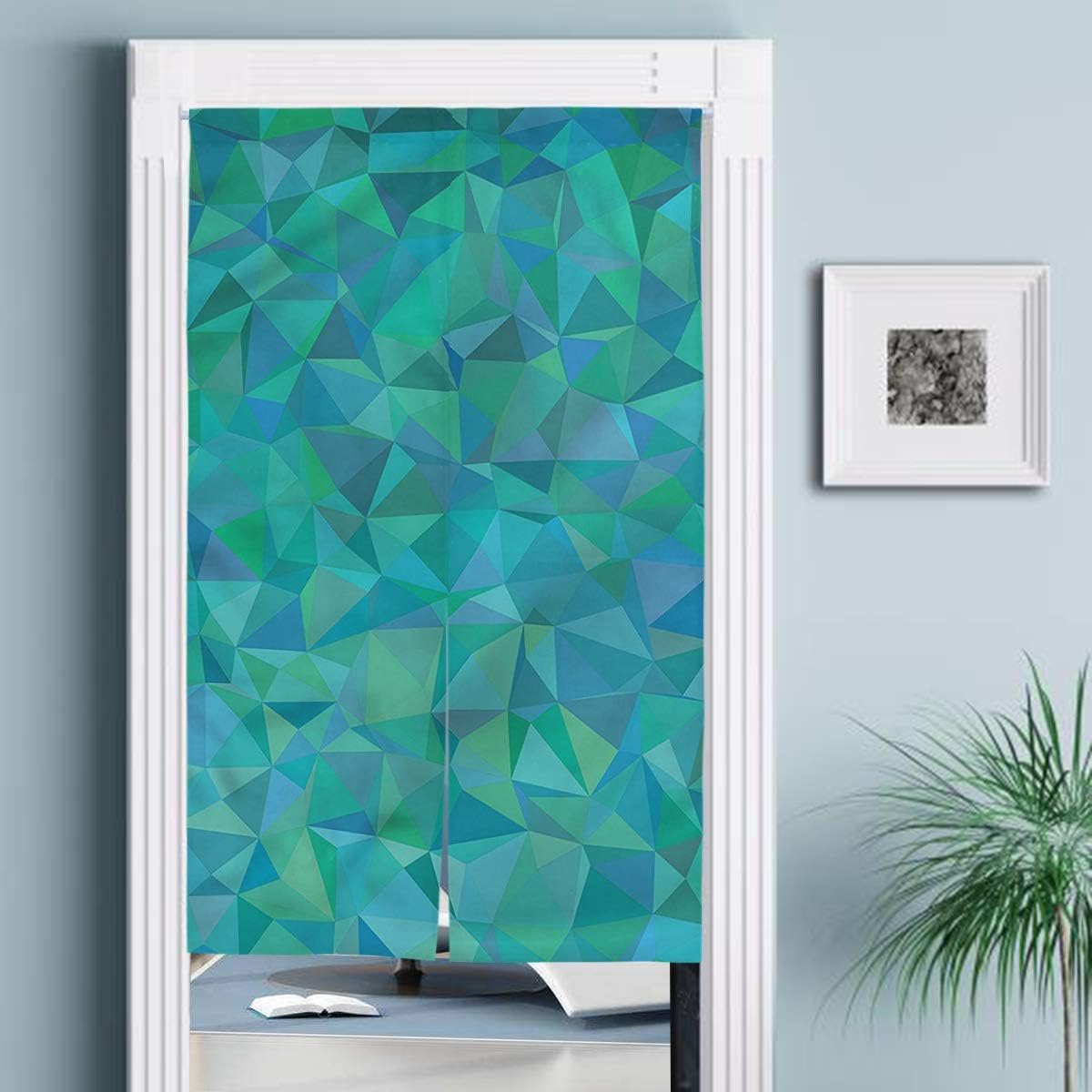 JISMUCI Cortinas，Diseño de Mosaico de triángulo Verde Azulado