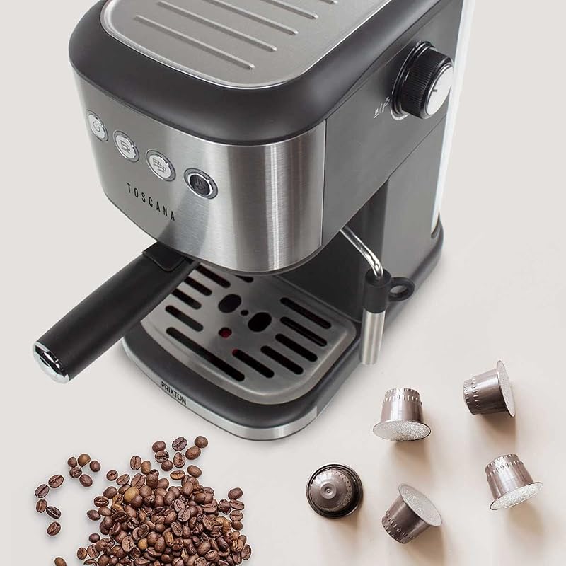 Cafetera Automática Toscana para café Expresso y Adaptador para Cápsulas, Bomba Italiana 850W y 20 Bares de Presión, Vaporizador — foto 5 de 7