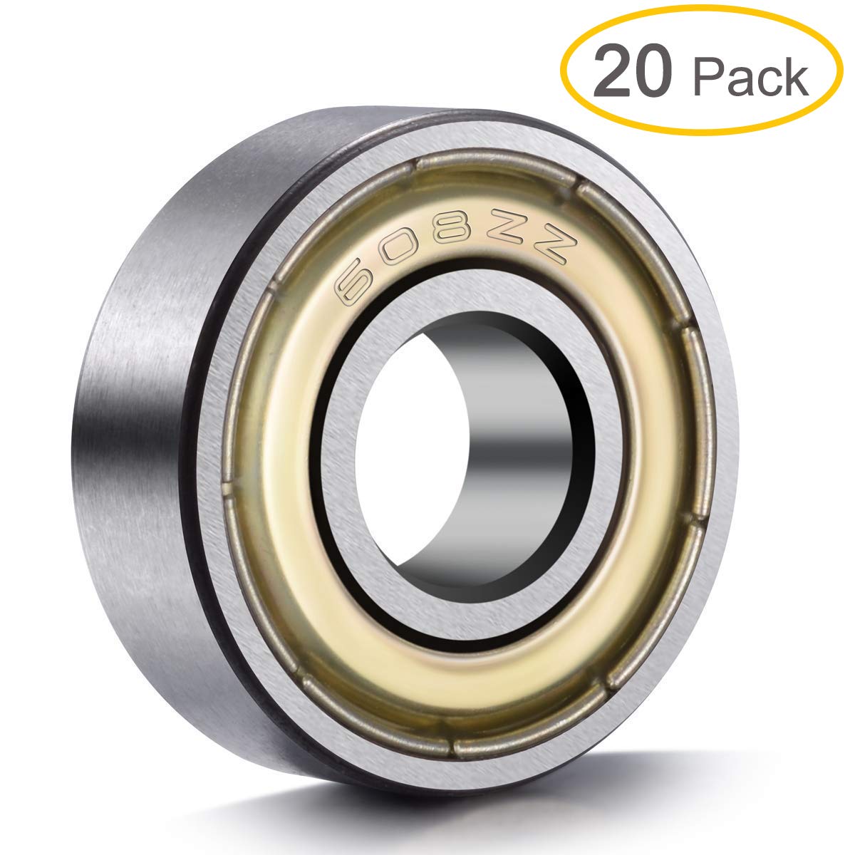 20Pack 608 ZZ Ball Bearings, 608zz Metal Double Shielded Miniature