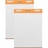 Amazon Basics Sticky Easel Pads for Presentations, Brainstorming, Classroom Use, Bleed-Resistant, Easy to Hang, 25 x 30 in, White, 2-Pack