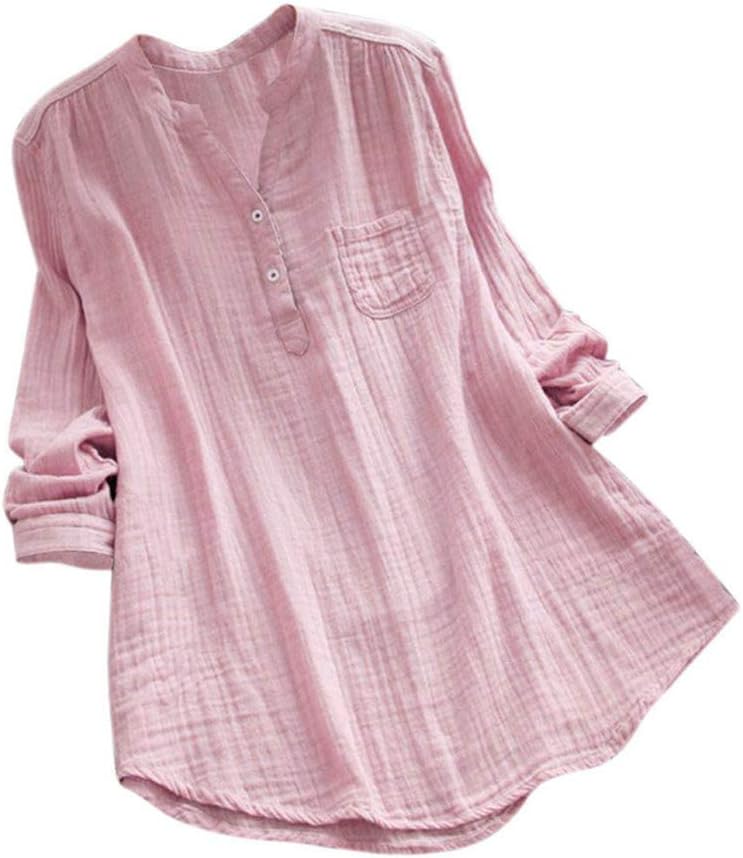 Women Stand Collar Long Sleeve Casual Loose Tunic Tops T Shirt Blouse