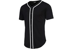 COOFANDY Men's Baseball Button Down Jersey Short Sleeve Hipster Hip Hop T Shirts