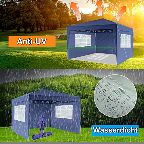 Pavillon 3x3m/3x6m, Faltpavillon Wasserdicht Gartenpavillon mit 4 Seitenteilen Partyzelt UV Schutz 50+ Faltzelt mit… – Bild 7