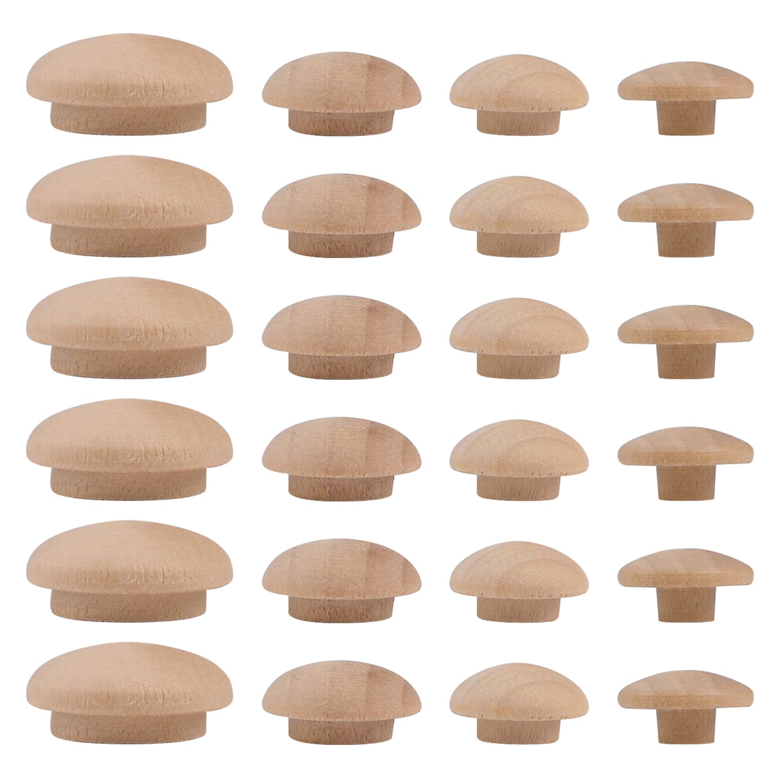 INCREWAY 120 Pieces 4 Sizes Wood Button Plugs, Wooden Hole Plugs Furniture Plugs, Hardwood Hole Plugs for Holes in Locking Hole Tube Furniture