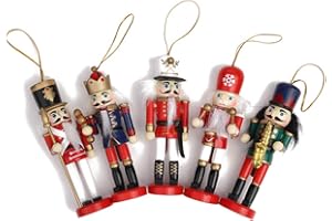OCHINE Forart 5 Piece 5 Inch Nutcracker Figures Soldier Doll Decoration Christmas Nutcracker Figurine Collection Wooden Nutcracker Ornaments Christmas Decoration