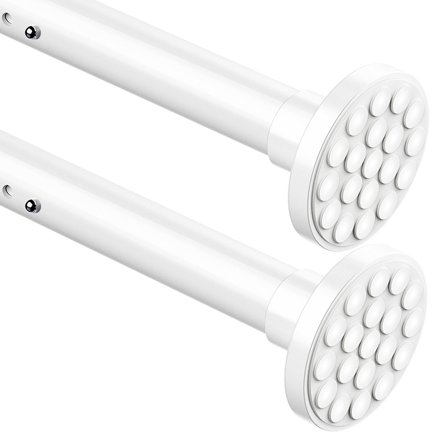 2PCS Curtain Pole No Drill Extendable Shower Curtain Rail Extra Long Shower Rail Anti-Slip Curtain Rod for Living Room,Bedroom, Bathroom,Balcony White(90-140CM Φ32mm) — image 1