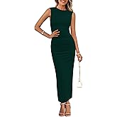 PRETTYGARDEN Women's Summer Wedding Guest Dresses 2025 Sleeveless Ruched Bodycon Fitted Maxi Long Cocktail Dress with Slit