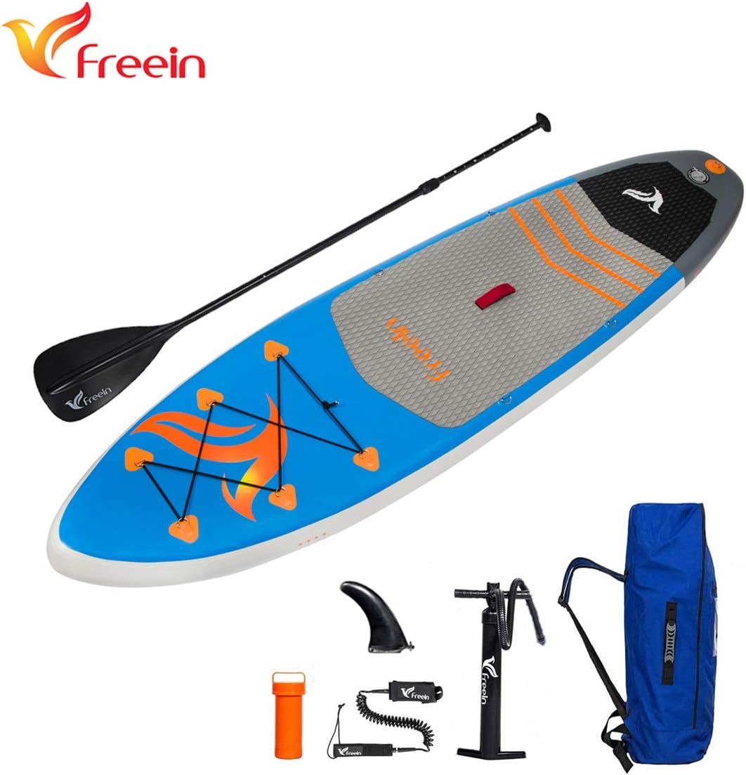 Freein SUP Inflatable Stand Up Paddle Board ISUP 6" Thick with Adjustable Paddle，Travel Backpack，Pump