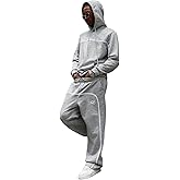 VIPWOLF Men's 2 Piece Sweat Sets Y2K Outfits Drawstring Hoodie Sweatshirts and Baggy Sweatpants