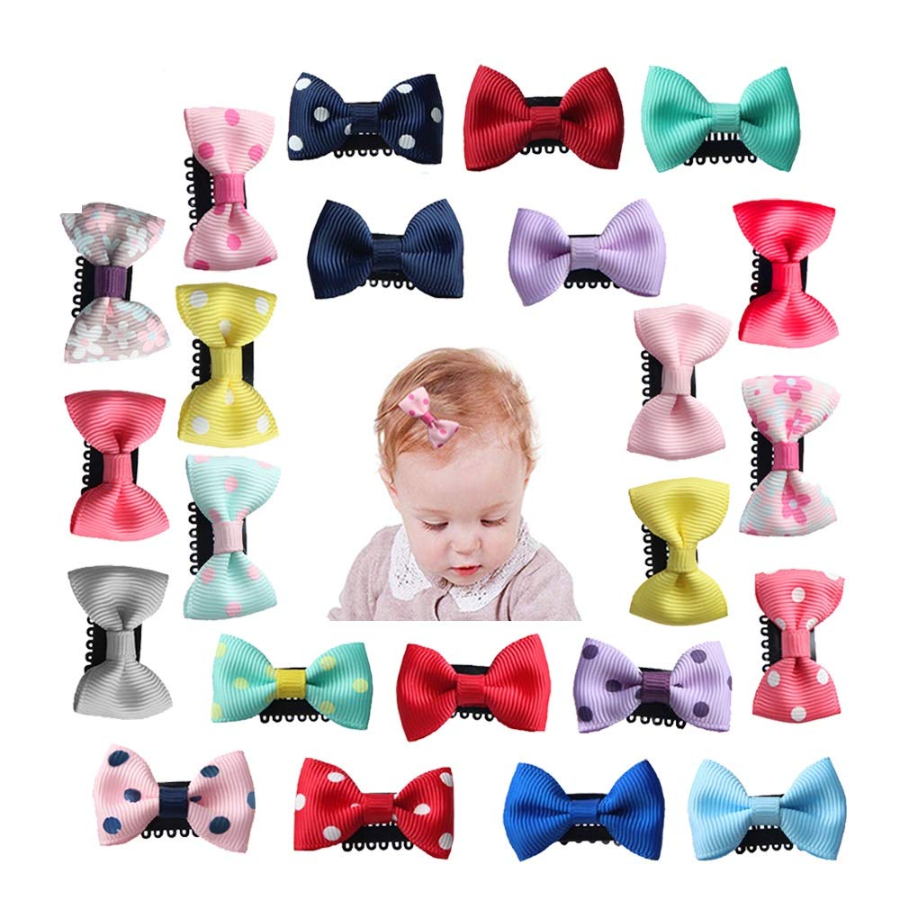 Baby Hair Clips, 23Pcs Mini Hair Clips Bow Grosgrain Ribbon for Baby Girls Toddlers/Infant/Newborn