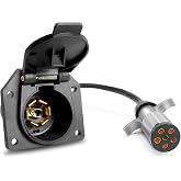 Agrieyes TM8030 Premium 7 Pin to 6 Pin Trailer Light Adapter | 7 Way to 6 Wire RV Blade Trailer Plug, Trailer Connector for Pickup Truck RV