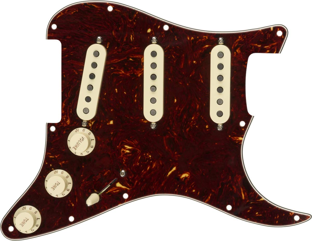 Fender Pre-Wired Strat Pickguard, Tex-Mex SSS, Tortoise Shell, 11 Hole PG