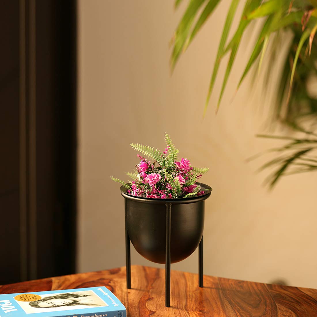 ExclusiveLane 'Matte Black' Table Planter Pots for Indoor Plants with