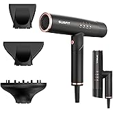 Hair Dryer with Diffuser, Surfit Blow Dryer, Foldable Travel Hairdryer, 110,000 RPM Professional Ionic Hair Dryer for All Hair Types, 1 Min Fast Drying, Precision Styling, No Heat Damage