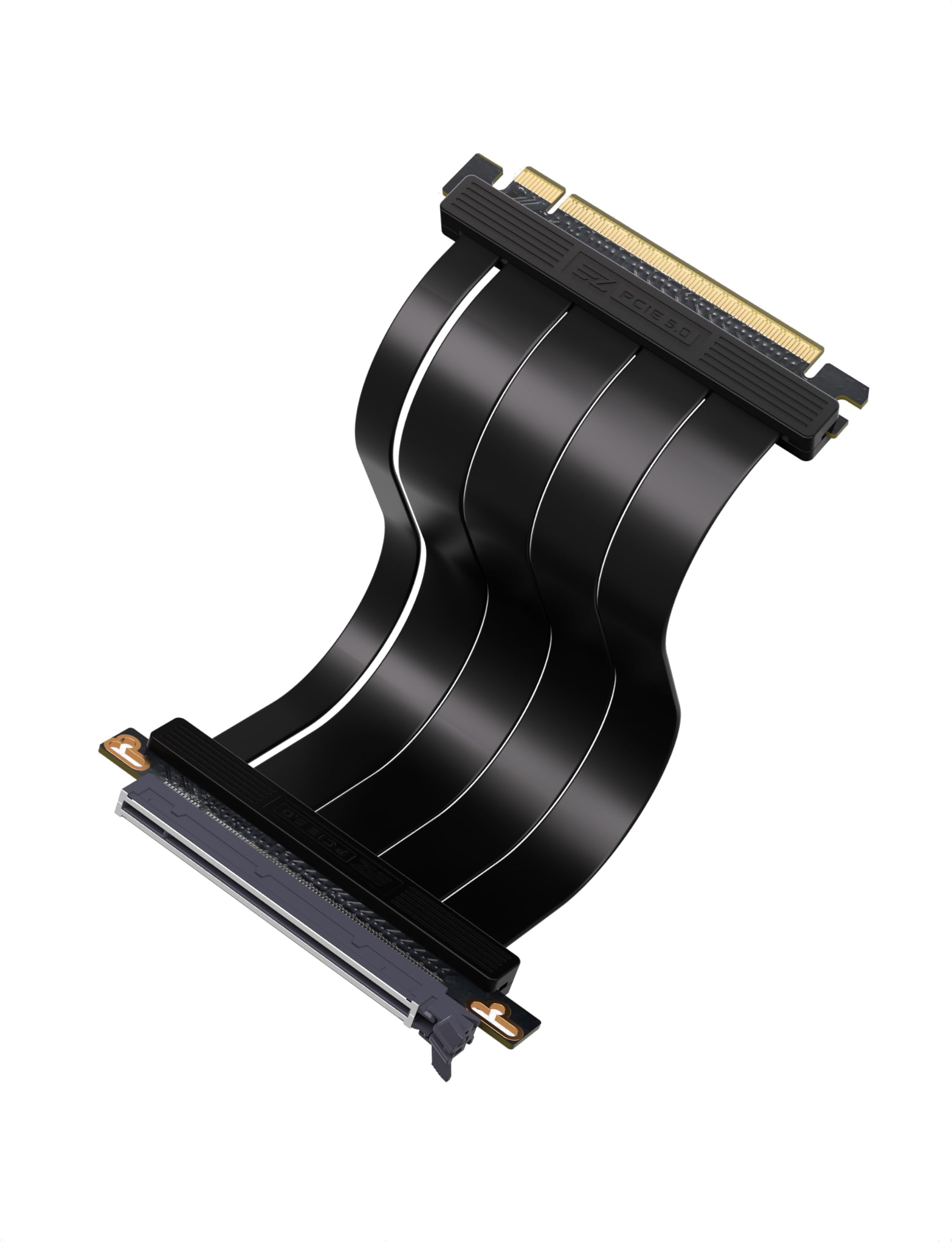 Photo 1 of EZDIY-FAB PCIe 5.0 X16 Riser Cable,128GB/s Bandwidth, for RTX 50/40 & RX 9000/7000 GPUs, PCIe Extension Card, Backward Compatible with PCIe 4.0/3.0,Vertical GPU Mount,Straight-20cm,Black