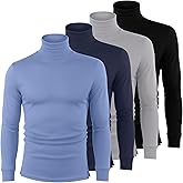 August Alley 4 Pack Men's Turtleneck Long Sleeve with Cuffs, Thermal Basic Tops Undershirt Pullover