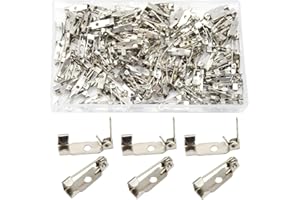 Hocansen 200 Pieces Bar Pins Locking Pins Backs Safety Clasp Brooch for Name Tags Badges Corsage Making and DIY Crafts(15mm/XC)