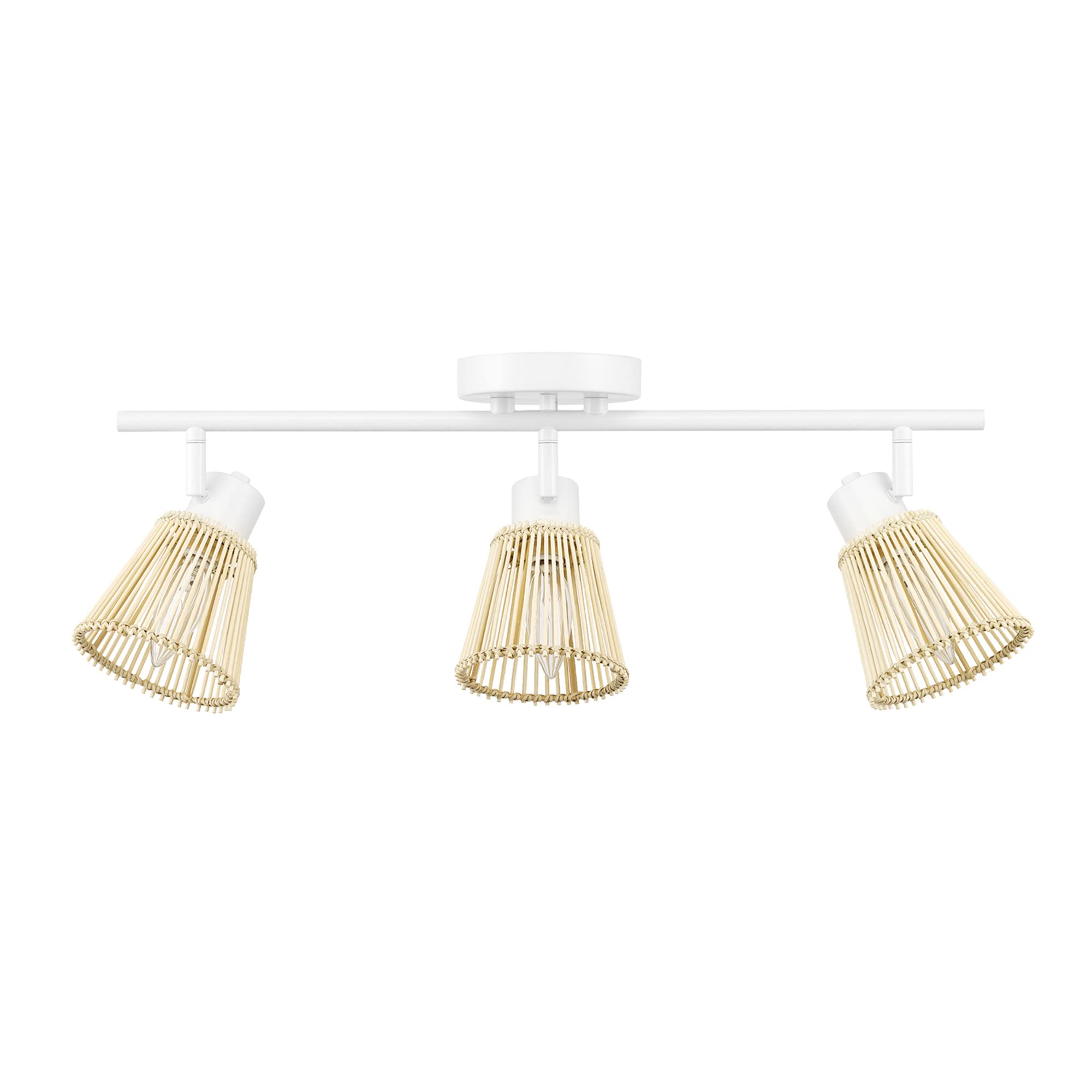 Globe Electric 64000043 22″ 3-Light Track Lighting, Matte White, Bamboo Shades, Pivot Shade, Ceiling Light, Track-Light Heads, Kitchen Lights, E12 Socket