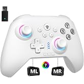 YUYIU Wireless Gaming Controller for PC, Switch, Steam Deck, Android, iOS (White)