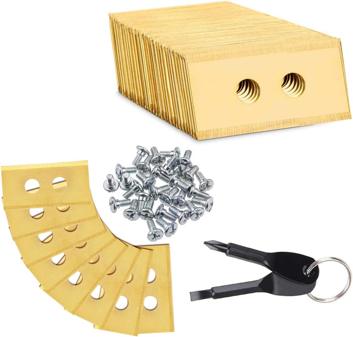 30 Titanium Blades for Worx Landroid, Aufisi Replacement Blade with 30 Screws and 2 Screwdrivers, Robot Lawnmower Blades Compatible with Worx Landroid