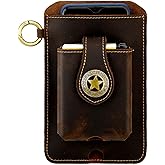 Genuine Leather Cell Phone Holster for Men Belt Clip Universal Belt Holder Case for iPhone Samsung Galaxy Phones Brown (Coffee)
