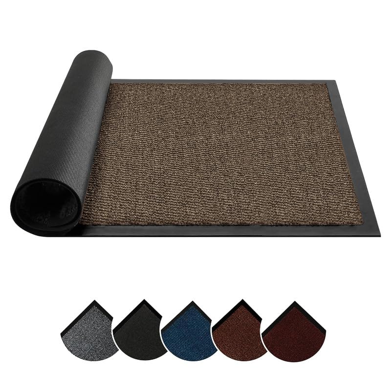 Circle of trust Dirt Trapper Door mats Indoor & Outdoor Brown 40x60cm Doormat - Non Slip Rubber Back Floor Mat - Super Absorbent Heavy Duty Door Mat, Washable Door Mat Barrier Mat