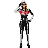 ROC PARTY Women’s Race Car Driver Costume – Sexy Racing Jumpsuit with Hat, Goggles & Gloves for Halloween & Themed Parties