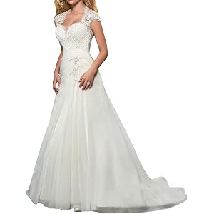 Wedding Dress Long V-Neck Vintage Lace A-Line Civil Office Wedding Dresses Wedding Dresses,