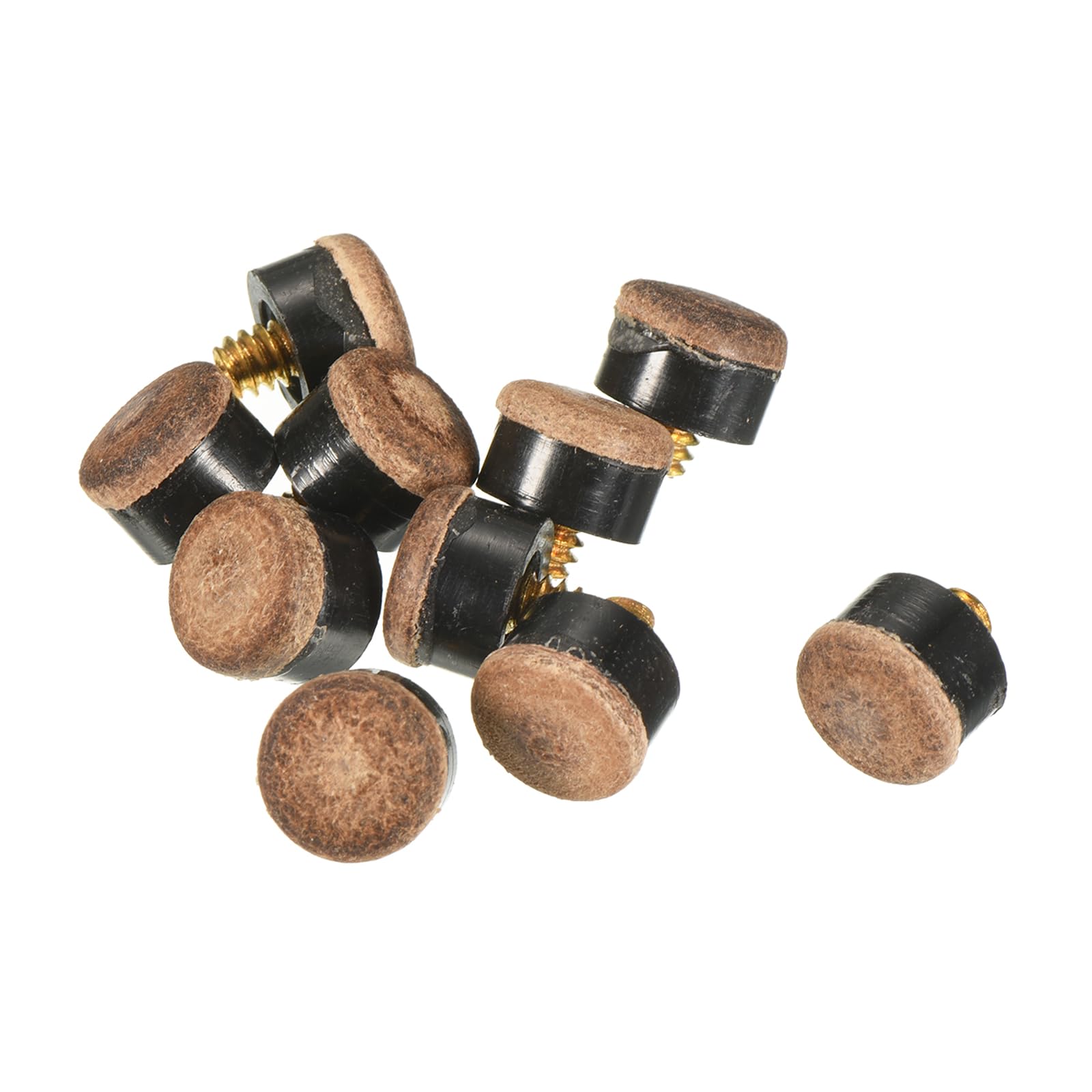 PATIKIL 11mm Dia Screw-on Pool Cue Tips, 10 Pack Billiard Cue Tips Snooker Billiard Supplies Pool Stick Tips Replacement Accessories, Brown