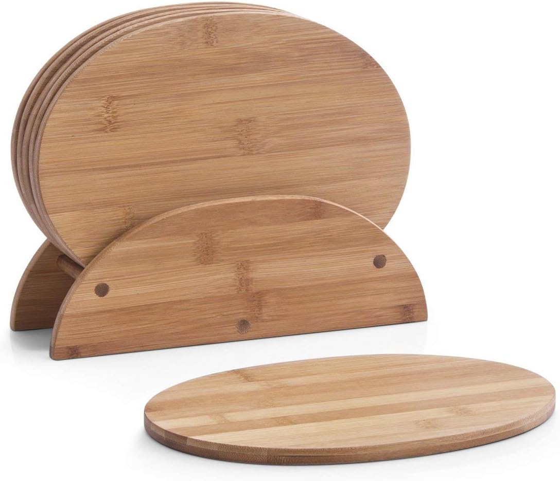 Zeller 25266 Brettchenständer, 7-teilig, oval, Bamboo, ca. 24 x 8 x 18 cm