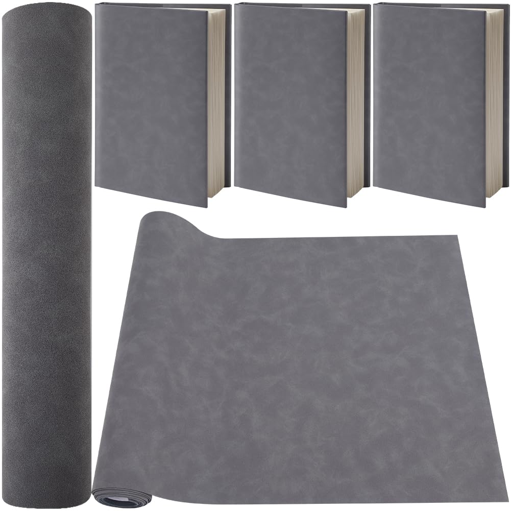 CRASPIRE 51 x 11.8in Book Cloth Fabric Suede Leather Fabric Surface Non-Woven Base Dark Grey for Books Binding Covering Protector A4-A8 Bookcover Album Scrapbooking DIY Bookcloth Bookbinding Supplies