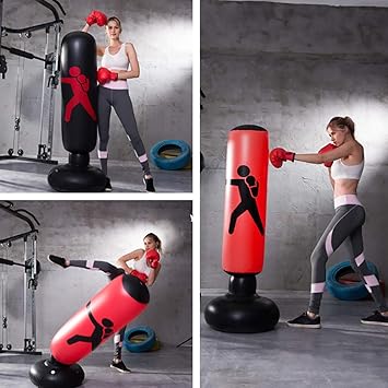 Amazon パンチバッグ サンドバッグ エアーサンドバッグ ストレス解消 ボクシング 運動不足 Pvc 自宅用 子供 大人 160cm 空気入れなし 赤い Nancylyebr サンドバッグ