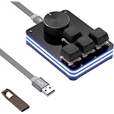 GEEKRIA USB Mini 4-Key + Knob One-Handed Mechanical Gaming Keyboard, Customizable Key Functions, RGB Silent Red Switches, Compatible with Windows 11/10/8/7/XP and Mac OS