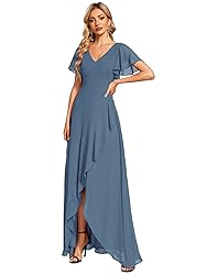 Ever-Pretty Women's Double V Neck A Line Ruffle Hem