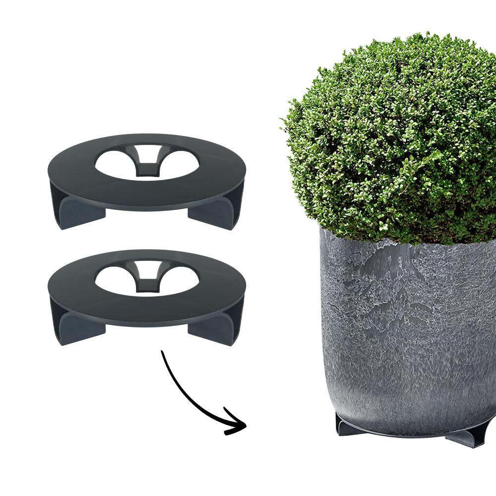 terraced® - Set of 2 - Flower Pot Saucer - Colour: Anthracite - Round - 16 cm Diameter - Saucer Flower Pot - Recycled Material - Made in Germany — image 1